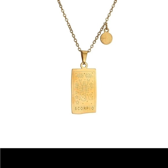 NEW 18K Gold Plated Scorpio Zodiac Sign Rectangle Pendant Necklace - Picture 3 of 7